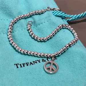Tiffany & Co discontinued 3mm beaded bracelet, peace sign